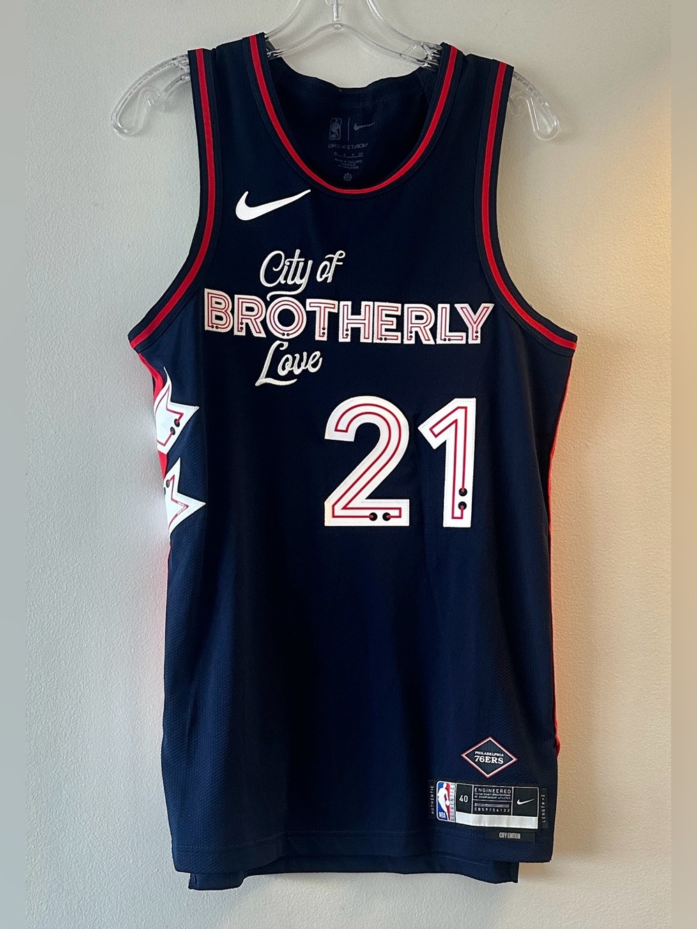 Nike Joel Embiid 76ers Authentic City Edition Jersey 40 S Navy Blue Dri-FIT ADV